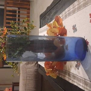 Vintage tall cobalt blue vase